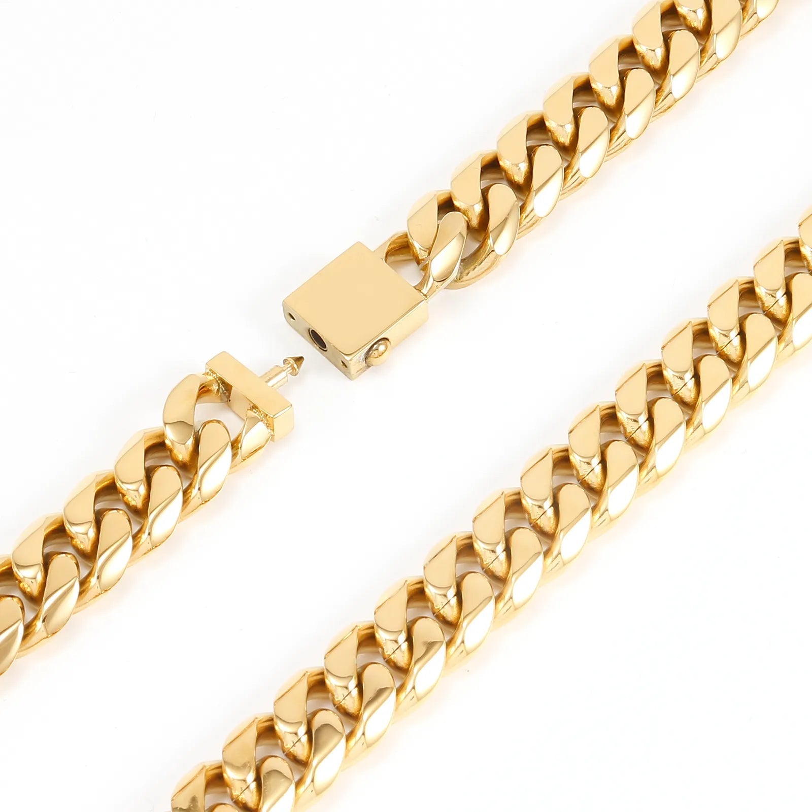 16mm Goldene Miami Curb Cuban Link Kette aus 316L - Edelstahl - Hip Hop Halskette - NiZED