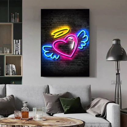 Neon Love Heart Posters