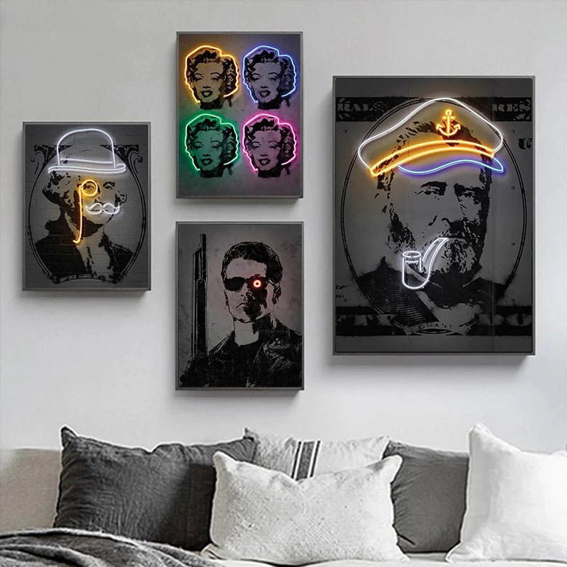 Modern Pop Wall Art Neon Design Mona Lisa and Co.