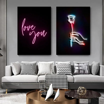 Neon Love Heart Posters