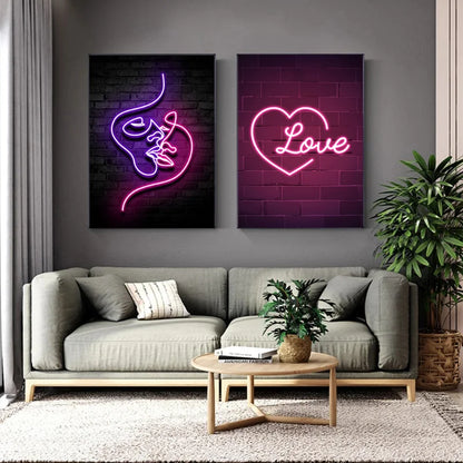 Neon Love Heart Posters