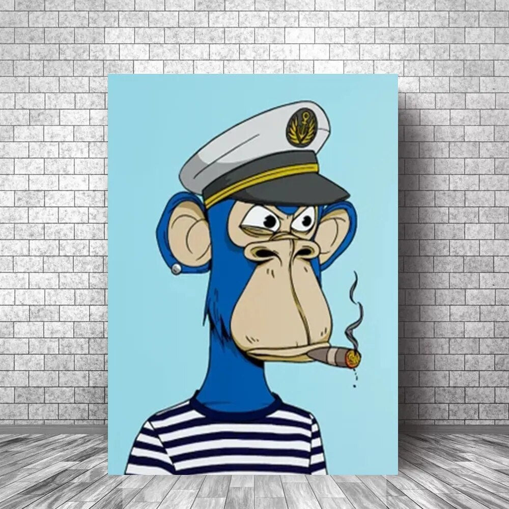 NFT Serie The Bored Ape Yacht Club - Cartoon-Leinwandbild für Wanddekoration