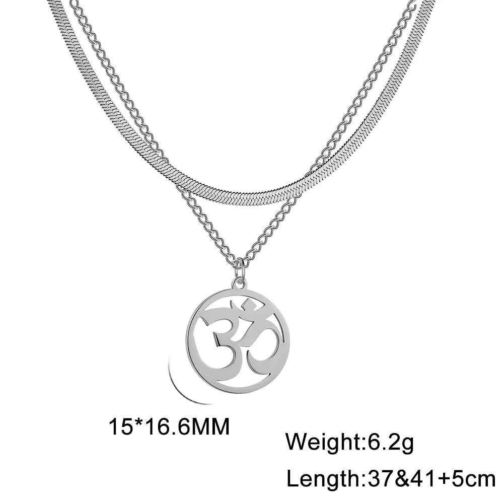 Unift Buddhismus Hindu Yoga Om Aum Halskette - Übernatürlicher Talisman aus Edelstahl