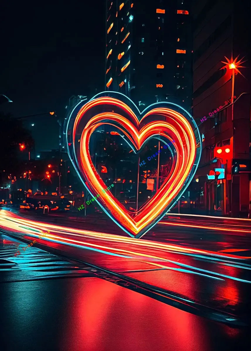 Neon Love Heart Posters