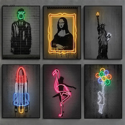 Modern Pop Wall Art Neon Design Mona Lisa and Co.