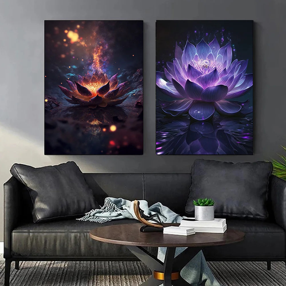 Lotus Gold Neon Poster