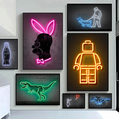 Modern Pop Wall Art Neon Design Mona Lisa and Co.