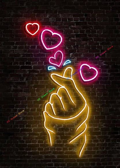 Neon Love Heart Posters