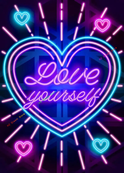 Neon Love Heart Posters