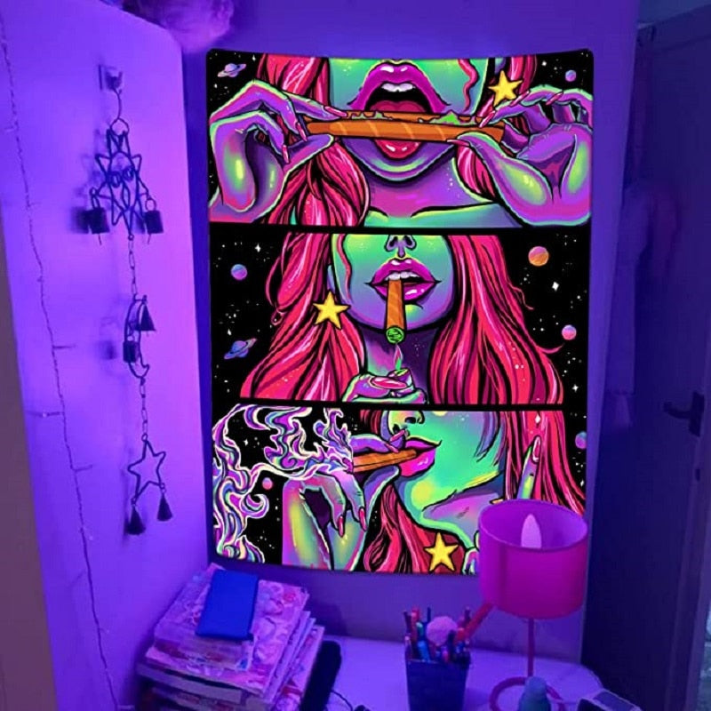 Fluoreszierende Yeoiat Trippy Schwarzlichtposter